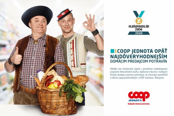 COOP Jednota je najdôveryhodnejším slovenským predajcom potravín