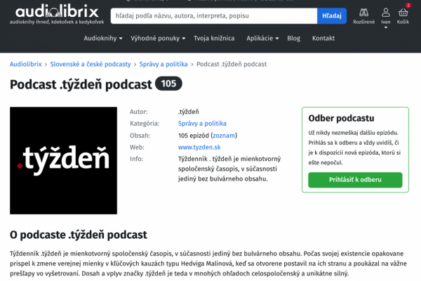 Podcasty .týždňa nájdete v zozname slovenských a českých podcastov 