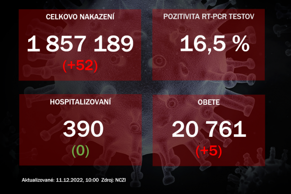 Koronavírus ONLINE: PCR testy v sobotu odhalili 52 pozitívnych