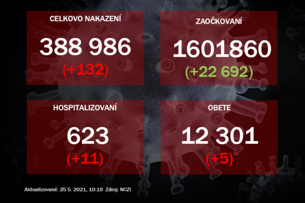 Za pondelok pribudlo 132 prípadov covid-19 a päť obetí