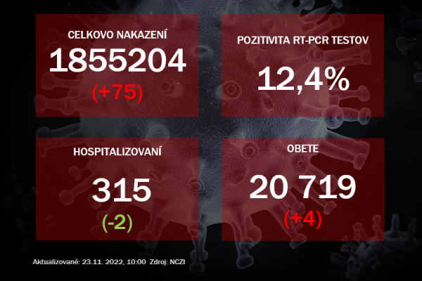 Koronavírus ONLINE: PCR testy v utorok odhalili 75 pozitívnych