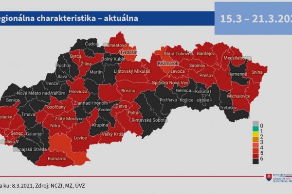 Nové rozdelenie čiernych okresov. Po novom ich bude 20, bordových bude 55